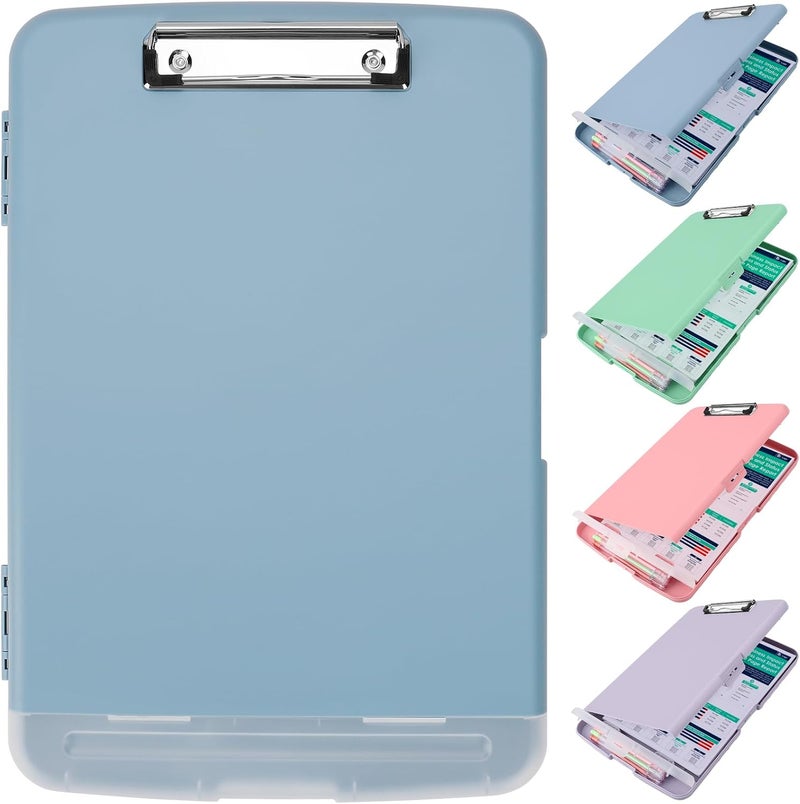 SFLHHDM Clipboard with Storage,Storage Clipboard with Pen Holder, A4 Binder Clip Boards 8.5x11 with Low Profile Clip,Side Opening Nursing Clipboards, Clipboards Folder for Office Supplies-Light Blue - Image 1